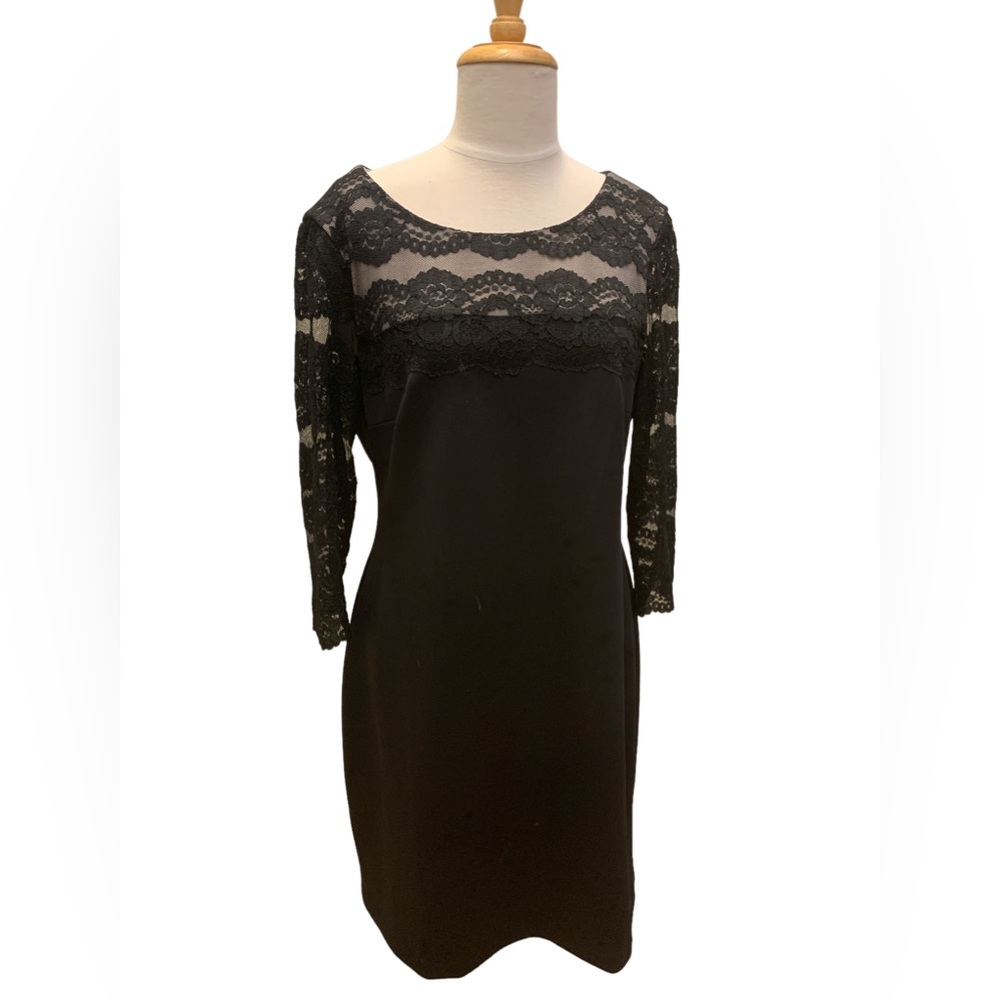Jessica Howard lace, 3/4 length sleeve little black dress